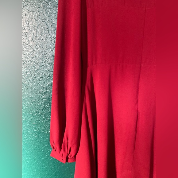 Lulus medium Clear Wine Red Long Sleeve Tiered Midi GUC LINED! - Picture 9 of 11